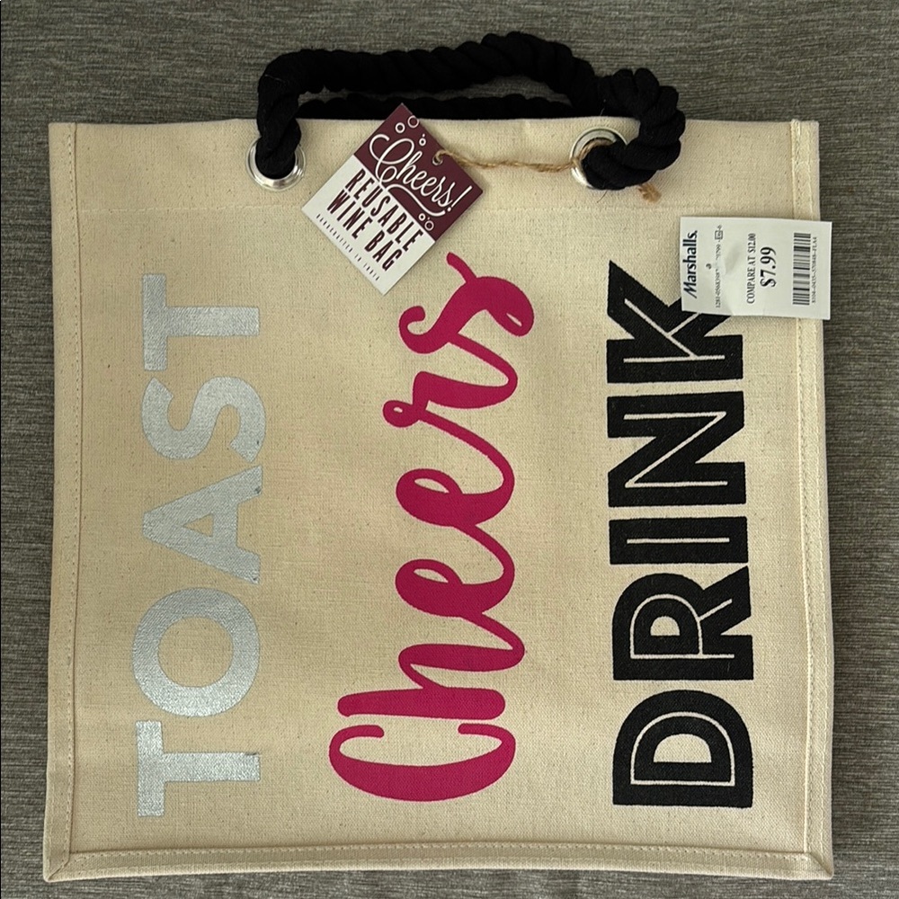 Canvas Wine Tote Bag with Rope Handles